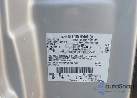 2006 Lincoln Mark Lt z USA, uszkodzony, nr VIN 5LTPW18596FJ00703